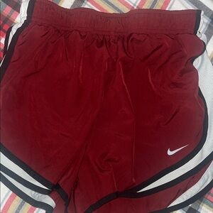 Nike Maroon and White Sports Shorts